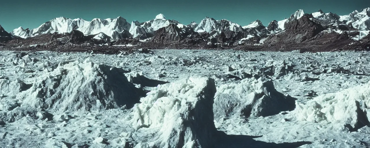 Prompt: the frozen tundra on an alien planet, mountains in the background, carbon based life forms playing, national geographic, canon 5 0 mm, cinematic lighting, photography, retro, film, kodachrome