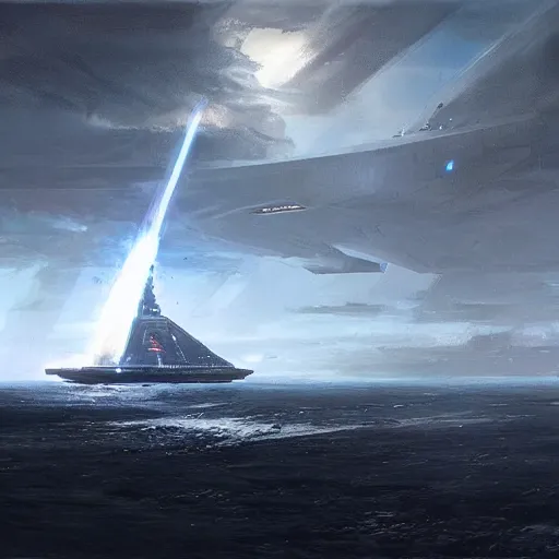 Image similar to concept art of an star destroyer by greg rutkowski