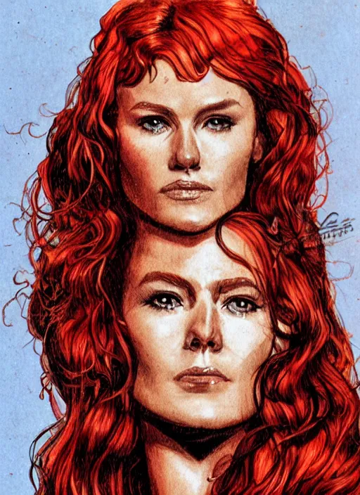 Image similar to a portrait of red sonja