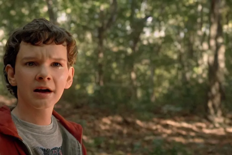 Prompt: film still of Henry Thomas (Elliot from ET) as Mikey in stranger things, 4k