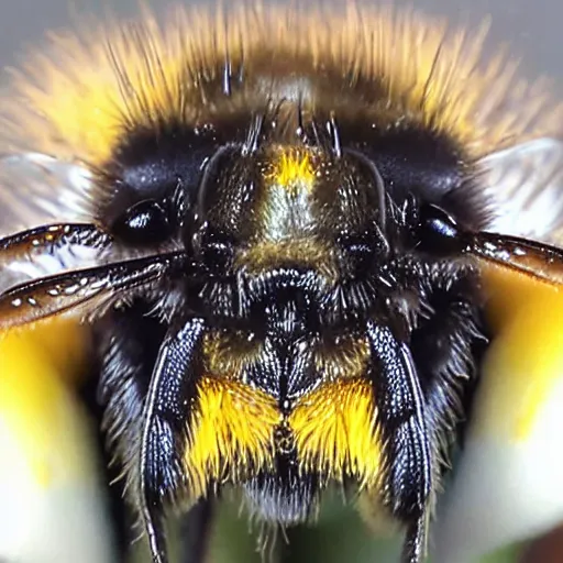 Image similar to closeup image of a bee with beyonce face