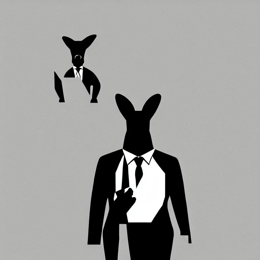 Image similar to spy kangaroo, in a strict suit, avatar image, digital art, minimalism