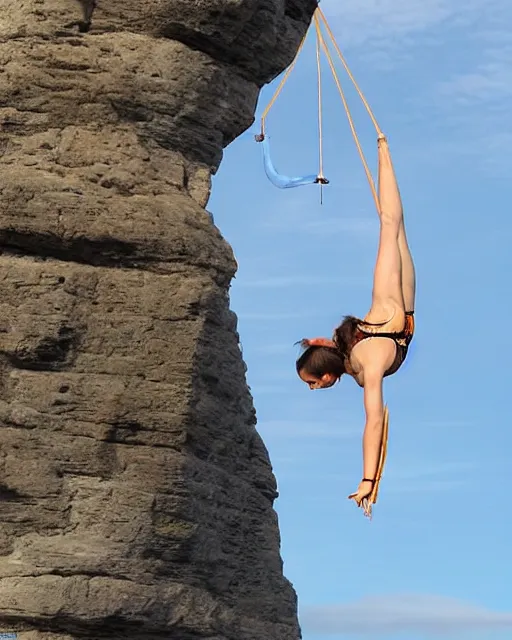 Prompt: beautiful female in aerial lyra performance, acrobat, intricate detail, electric - blue castle in the background