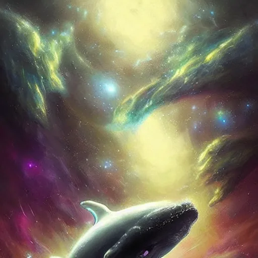 Image similar to space magical whale with multiple eyes, eyes!, eyes!, eyes!, eyes!, eyes!, eyes, galaxy whale, epic fantasy style art, galaxy theme, by Greg Rutkowski, hearthstone style art, 99% artistic