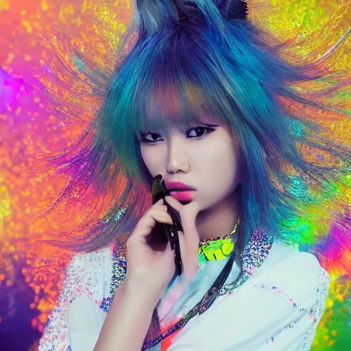 japanese model with maximalist hair style and makeup, | Stable ...