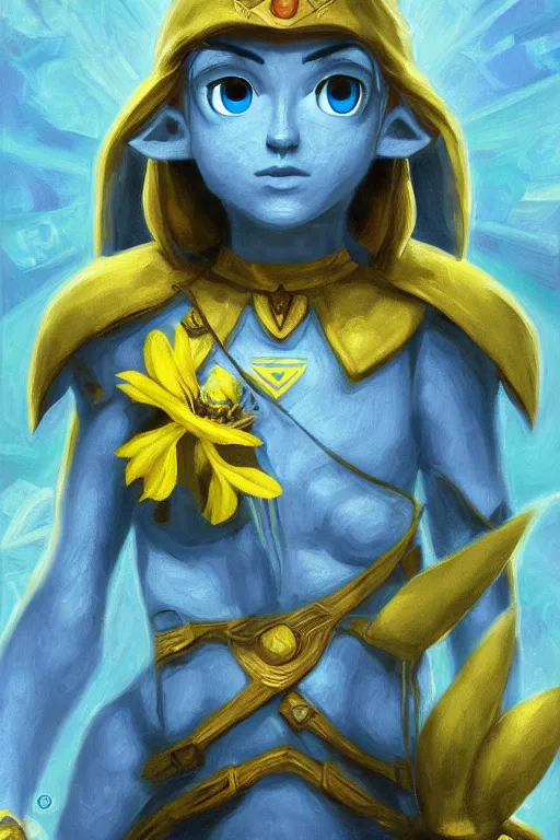 Prompt: Navi from Zelda, oil on canvas, intricate, portrait, 8k highly professionally detailed, HDR, CGsociety