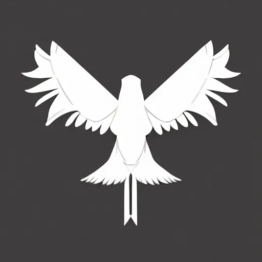 Image similar to white eagle flying above an open black book, icon, red background, vector, simple logo, cgsociety, artstation, octane render