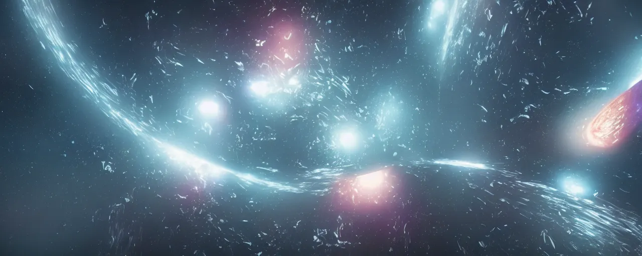 Image similar to galaxy movie still, highly detailed, houdini simulation, octane render