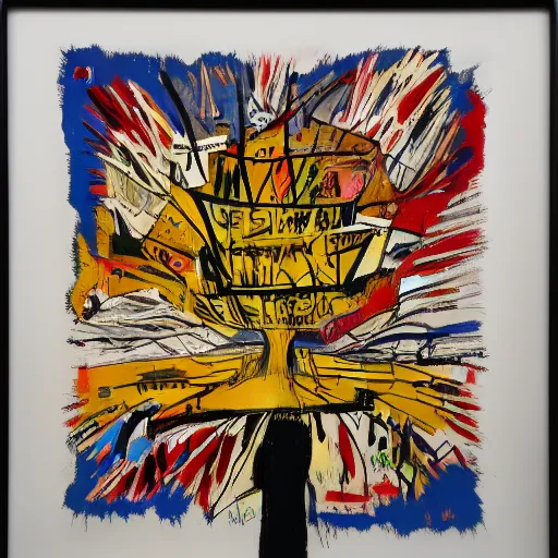 Image similar to basic composition uses the frame of the qabbalistic tree of life, basquiat