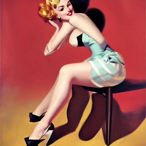 Image similar to a pinup by gil elvgren.