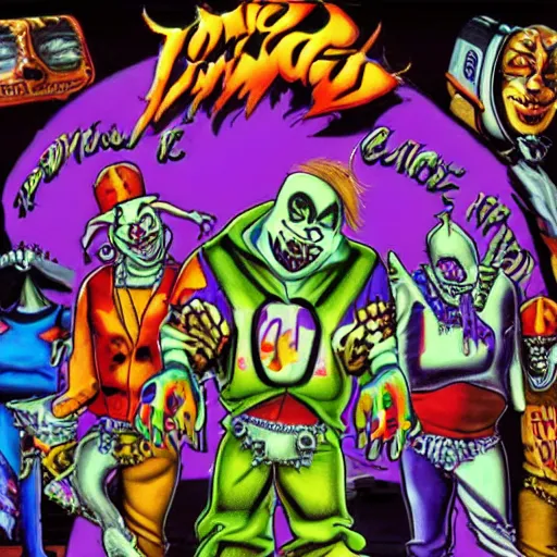 Image similar to Juggalo coneheads, twisted metal ps1 graphics