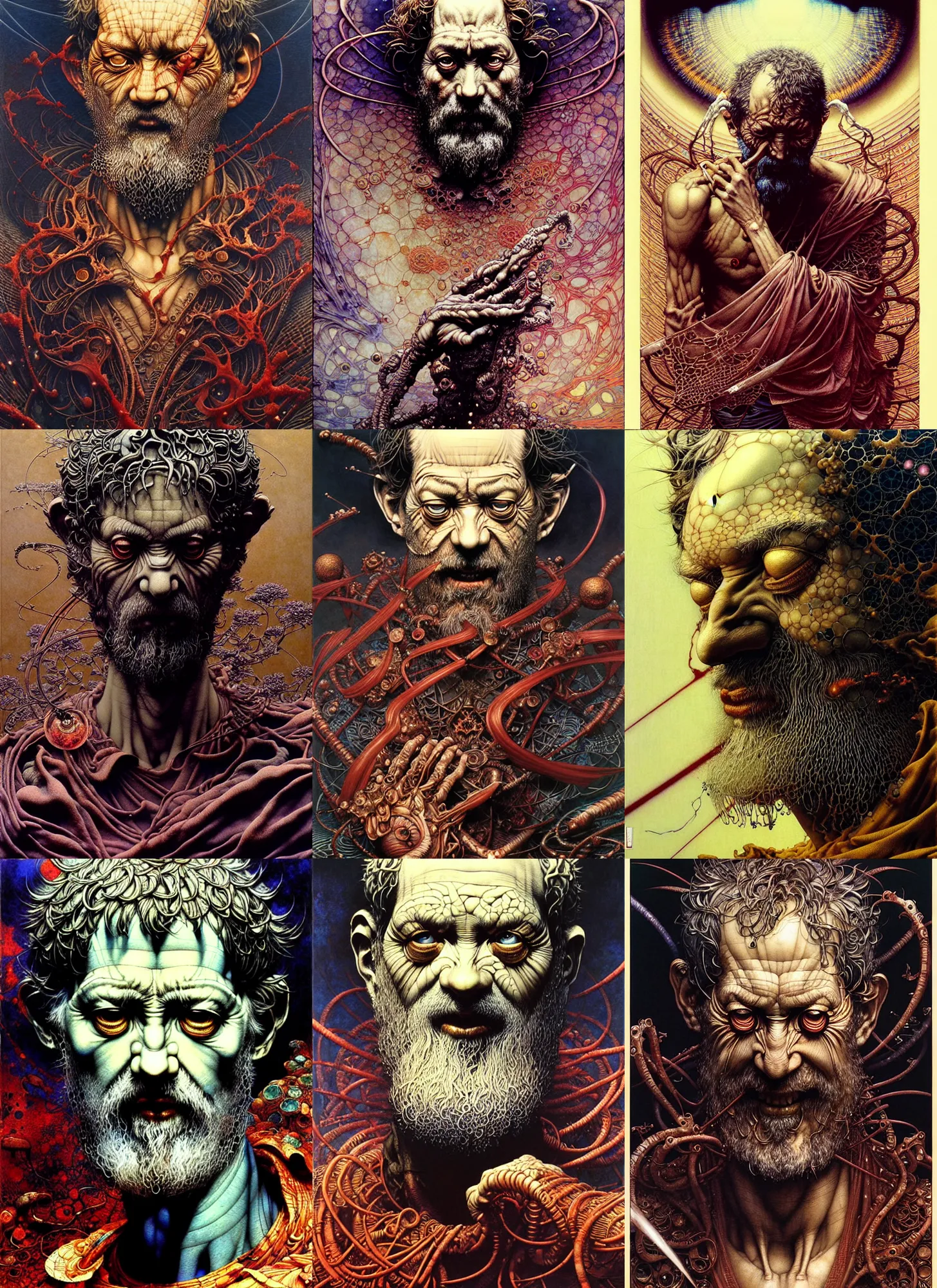 Prompt: detailed image of Aristotle by Ayami Kojima, Amano, Karol Bak, Greg Hildebrandt, and Mark Brooks, rich deep Ancient Greece colors. Beksinski painting, part by Adrian Ghenie and Gerhard Richter. art by Takato Yamamoto. masterpiece . intricate artwork by Tooth Wu and wlop and beeple, greg rutkowski, very coherent symmetrical artwork, cinematic, hyper realism, high detail, octane render, unreal engine, 8k, Vibrant colors, Smooth gradients, High contrast, depth of field. by Katsuhiro Otomo, full body character drawing, inspired by Evangeleon, clean ink detailed line drawing, intricate detail, extremely detailed. painting by Arthur Rackham, Eugene de Blaas, Frederic Leighton