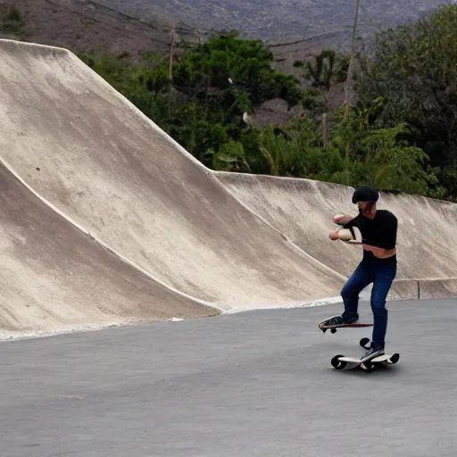 Image similar to francisco franco skateboarding in el valle de los caidos