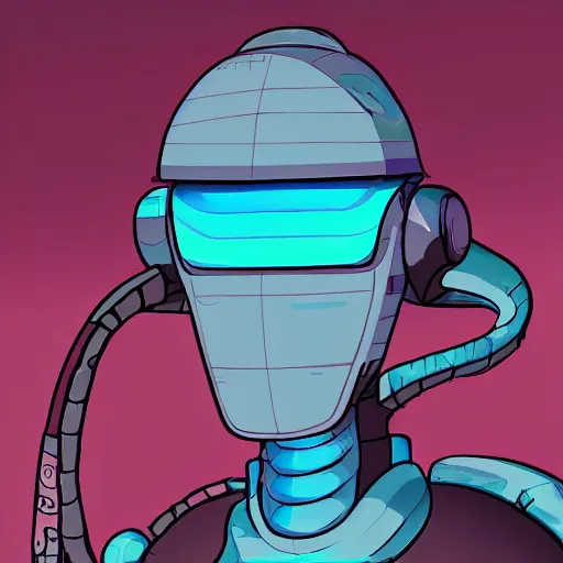 Prompt: cyberpunk robotic squidward, sharp lines, digital, artstation, colored in