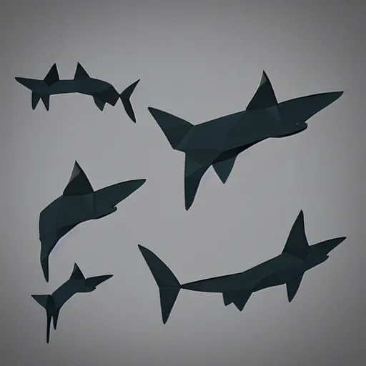 Image similar to low poly art sharks