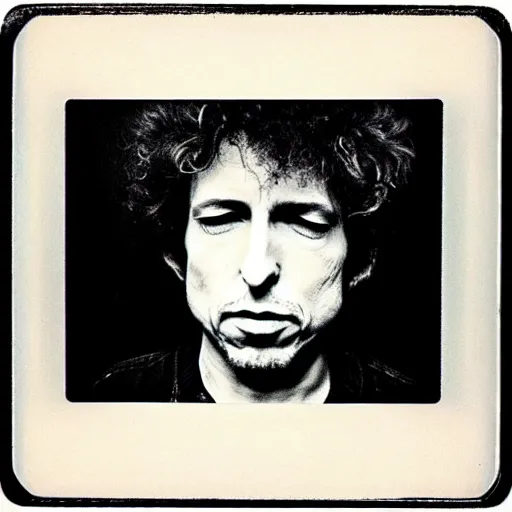 Image similar to Mugshot Portrait of Bob Dylan, taken in the 1970s, photo taken on a 1970s polaroid camera, grainy, real life, hyperrealistic, ultra realistic, realistic, highly detailed, epic, HD quality, 8k resolution, body and headshot, film still, front facing, front view, headshot and bodyshot, detailed face, very detailed face