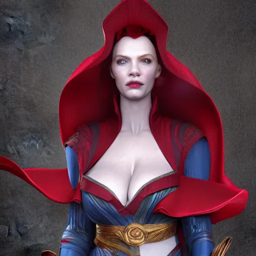 Prompt: christina hendricks as dr strange characters, 3 d render, blender,