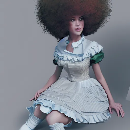 Image similar to Bob Ross is dressed in a maids outfit, hyperdetailed, artstation, cgsociety, 8k