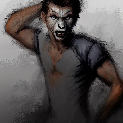 Prompt: tom holland as a teen wolf werewolf by jama jurabaev, trending on artstation, high quality, brush stroke