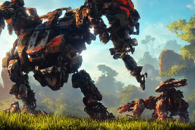 Image similar to shellsnapper machine mecha animal beast robot of horizon forbidden west horizon zero dawn bioluminiscence global illumination ray tracing hdr fanart arstation by sung choi and eric pfeiffer and gabriel garza and casper konefal