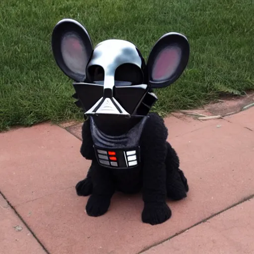 Prompt: puppy inspired by darth vader