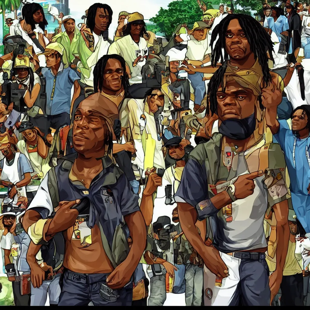 Prompt: Chief Keef as a GTA San Andreas character, screenshot from the game