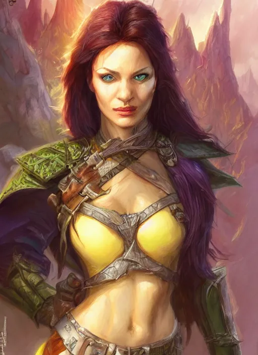 Image similar to rogue, ultra detailed fantasy, dndbeyond, bright, colourful, realistic, dnd character portrait, full body, pathfinder, pinterest, art by ralph horsley, dnd, rpg, lotr game design fanart by concept art, behance hd, artstation, deviantart, hdr render in unreal engine 5