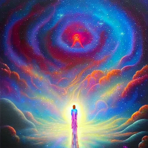 Image similar to galactic nebular astral realm sacred journey in oil painting, trending on artstation, award winning, emotional, highly detailed surrealist art