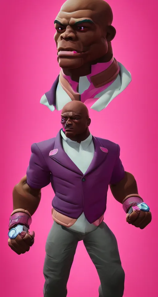 Image similar to doomfist, pink blazer, overwatch game, digital art, high detailed, artstation, 3 d render