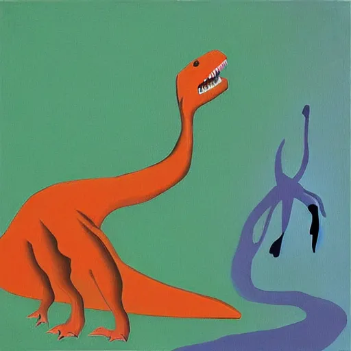 Image similar to “dinosaur singing karaoke detailed trex minimalism Edward Cooper Matisse digital art oil painting”