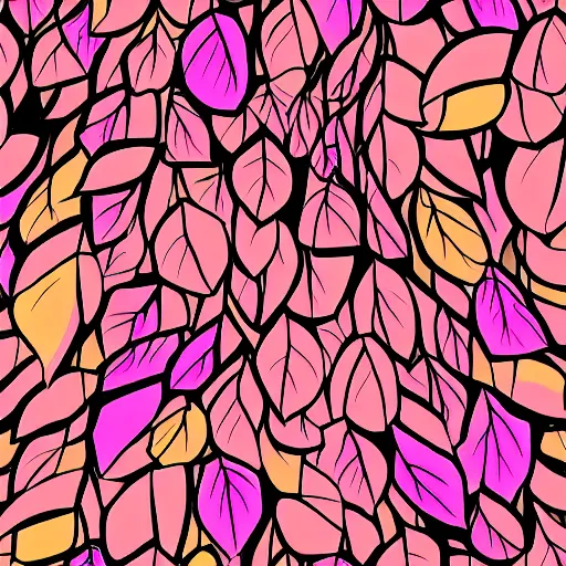 Prompt: cartoon background of a thick tree with pink glowing leaves hanging down