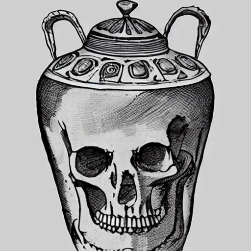 Image similar to roman jar illustrated with skeletons