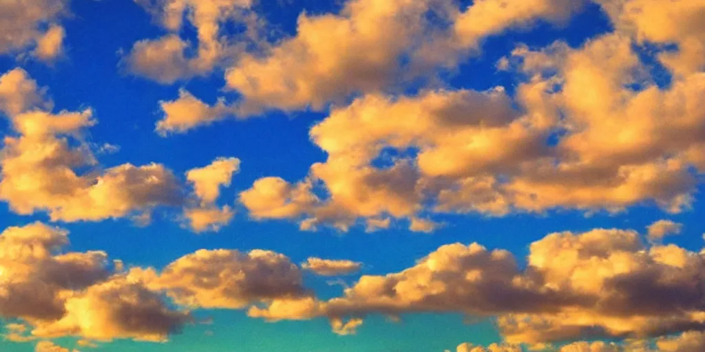 Image similar to fluffy clouds in the sky, blue sky, vivid colors, beautiful, highly detailed