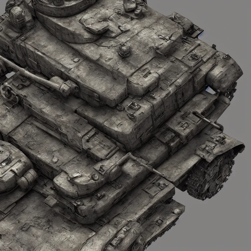 Image similar to slightly damaged tank, focus on details, hyperdetailed, octane render