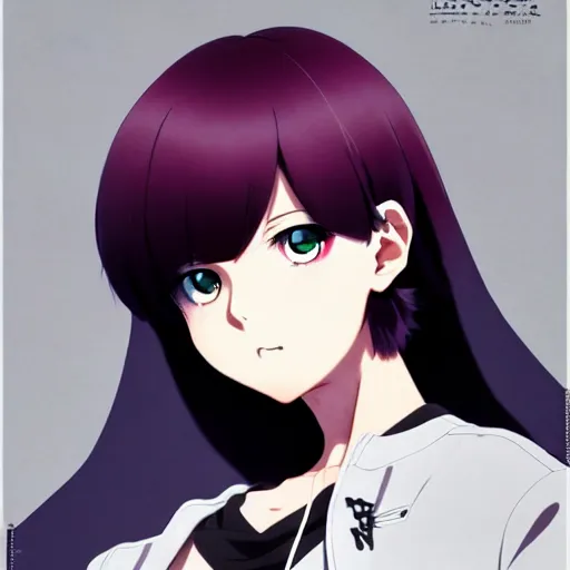 Image similar to anime poster film still portrait, black young woman, large, purple eyes!!!, white french bob, bomber jacket, detailed facial features, dynamic pose, cute face by ilya kuvshinov, yoh yoshinari, makoto shinkai, rimlight, cel shaded, 4 k