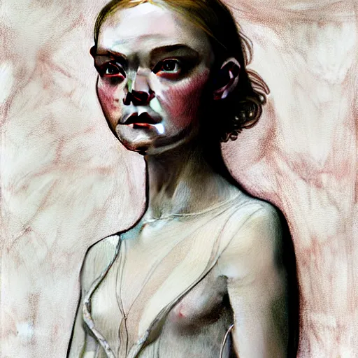 Image similar to symmetry!! portrait of elle fanning as a vampire in the world of andrew wyeth, horror, fashion, dark!! intricate, elegant, highly detailed, digital painting, artstation, concept art, smooth, sharp focus, illustration, art by artgerm and greg rutkowski and alphonse mucha