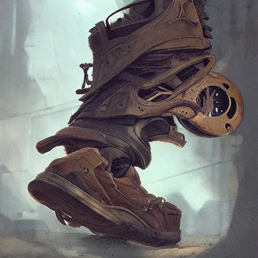 Image similar to sneaker, steampunk, sculpture, concept art, smooth, sharp focus, illustration, greg rutkowski