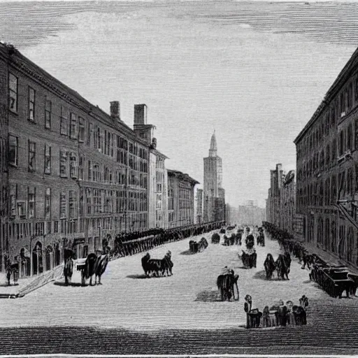Prompt: photograph of a new york city street in 1 8 0 0