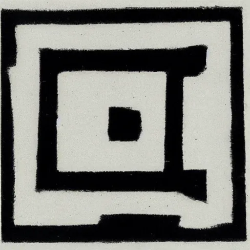 Image similar to a vinyl decal of a black square, black ink shading on white background, by Kazimir Malevich