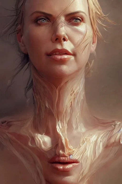 Image similar to Portrait of Charlize Theron as Venus flytrap, intricate, highly detailed, smooth, artstation, digital illustration by Ruan Jia and Mandy Jurgens and Artgerm and Wayne Barlowe and Greg Rutkowski and Zdislav Beksinski