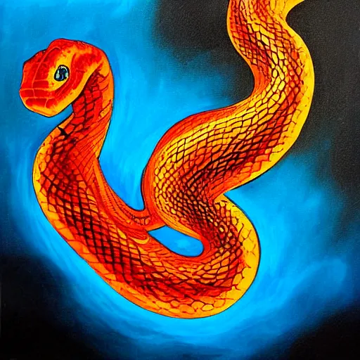 Image similar to lava breathing snake painting