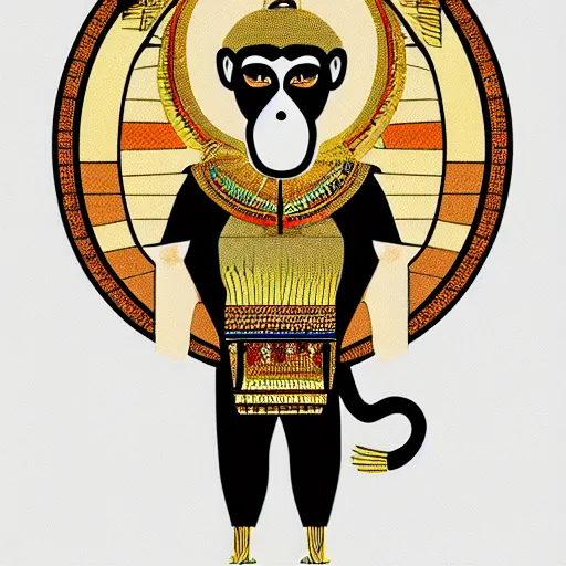 Image similar to monkey wearing pharaonic clothes clothes