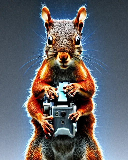 Prompt: a cybertronic squirrel terminator, leds, high detail, sharp, studio, digital art