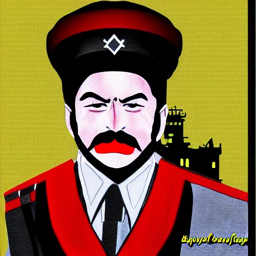 Image similar to joseph stalin i a school girl outfit, anime styled digital art