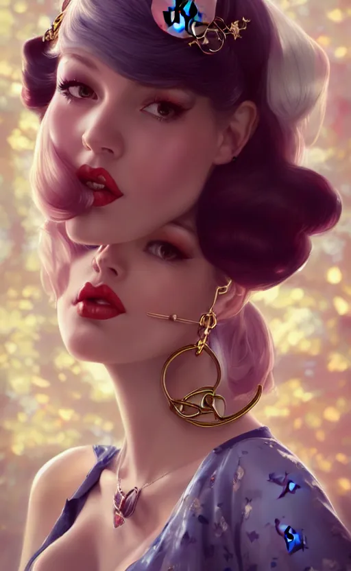 Prompt: a pin up and beautiful fashion charming dreamlke swedish girl with lv jewelry, character art, art by artgerm lau and wlop and and ilya kuvshinov and john singer sargent, hyperdetailed, 8 k realistic, symmetrical, frostbite 3 engine, cryengine, dof, trending on artstation, digital art