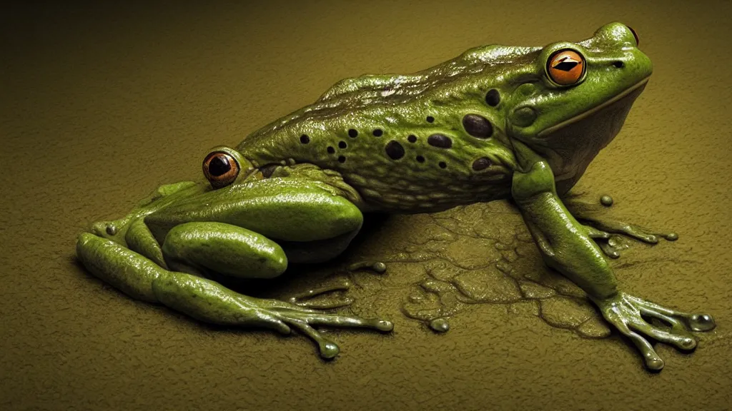 Image similar to a frog inspired created by uzumaki junji ito and photographed by andrew thomas artgerm, digital art, redshift render, hyperrealistic, ray - tracing