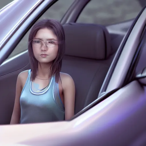 Image similar to portrait of girl in car, 8 k uhd, unreal engine, octane render in the artstyle of finnian macmanus, john park and greg rutkowski