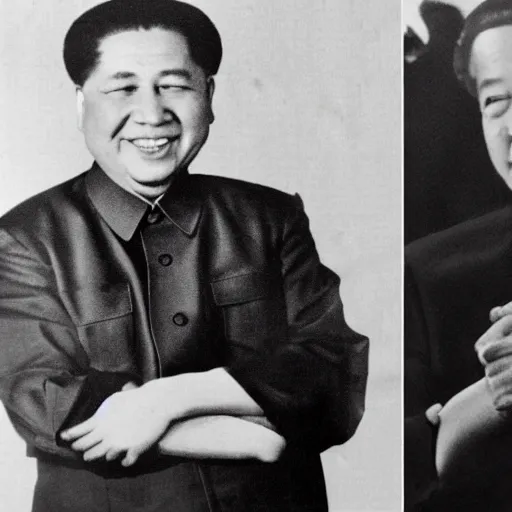 Prompt: photo of obama and mao zedong smiling together