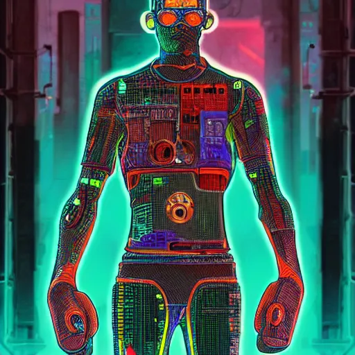 Prompt: a cyberpunk boxer, centered in the frame, cyberpunk concept art by Jean Giraud and josan gonzales, digital art, highly detailed, intricate, sci-fi, sharp focus, Trending on Artstation HQ, deviantart, 4K UHD image