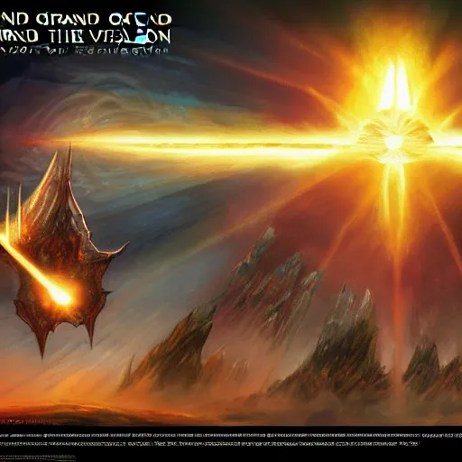 Image similar to the grand herald of the end of time, concept art, grand vision, dynamic pose, holy light